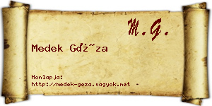 Medek Géza névjegykártya